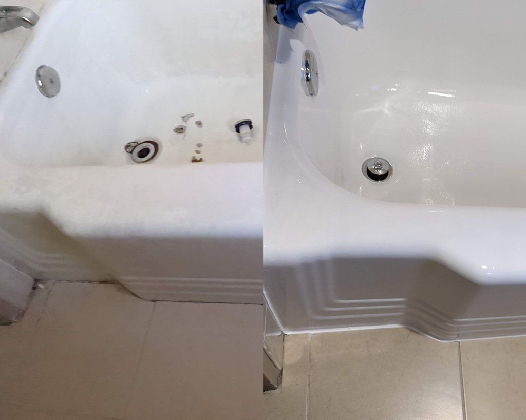 Freshly coated tub by Tub Coaters