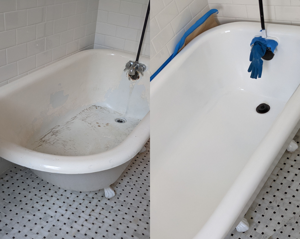 Freshly coated tub by Tub Coaters