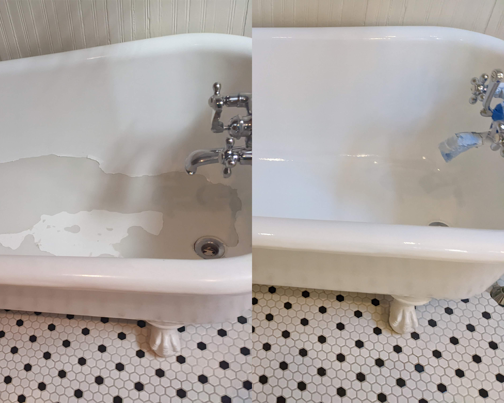 Freshly coated tub by Tub Coaters