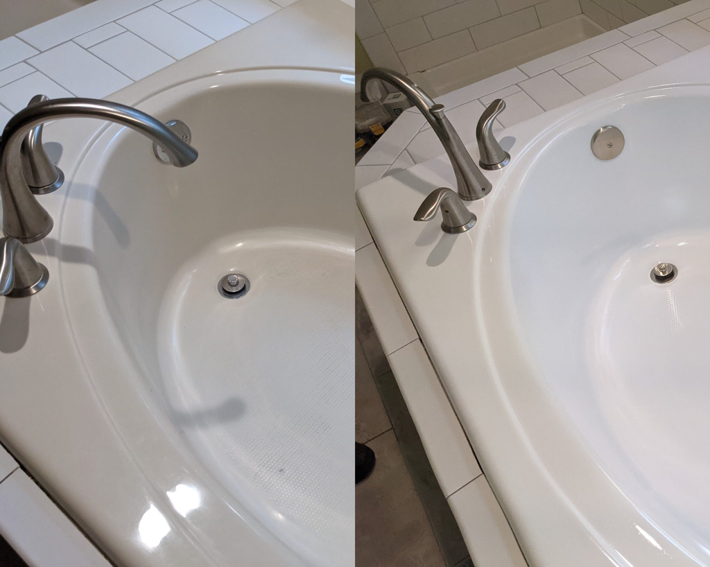 Freshly coated tub by Tub Coaters