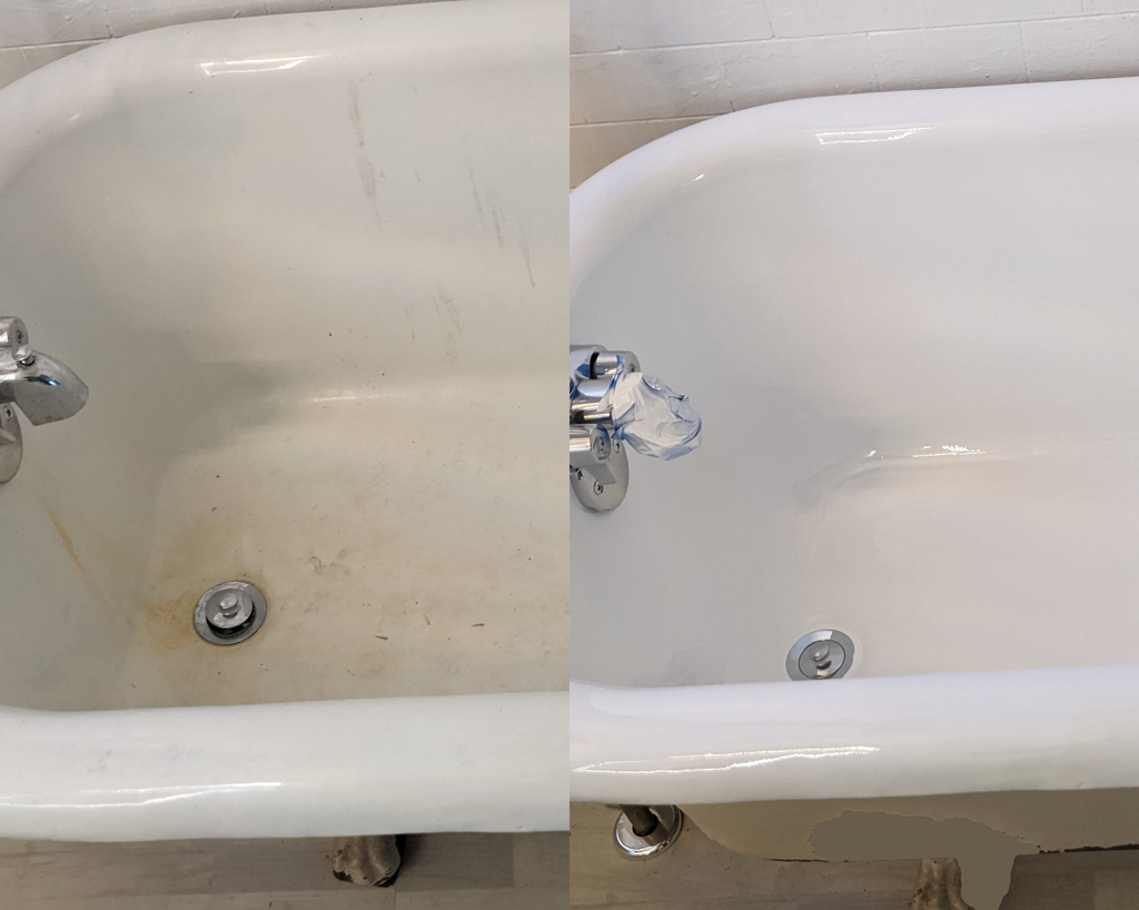 Freshly coated tub by Tub Coaters