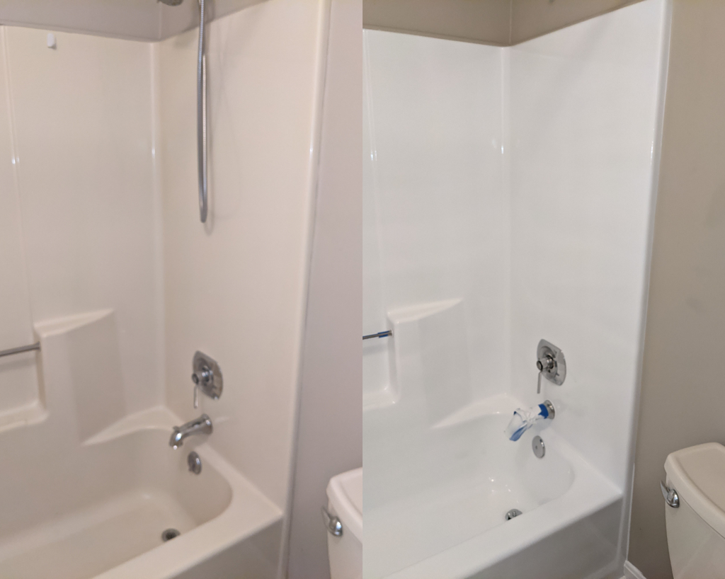 Freshly coated tub by Tub Coaters