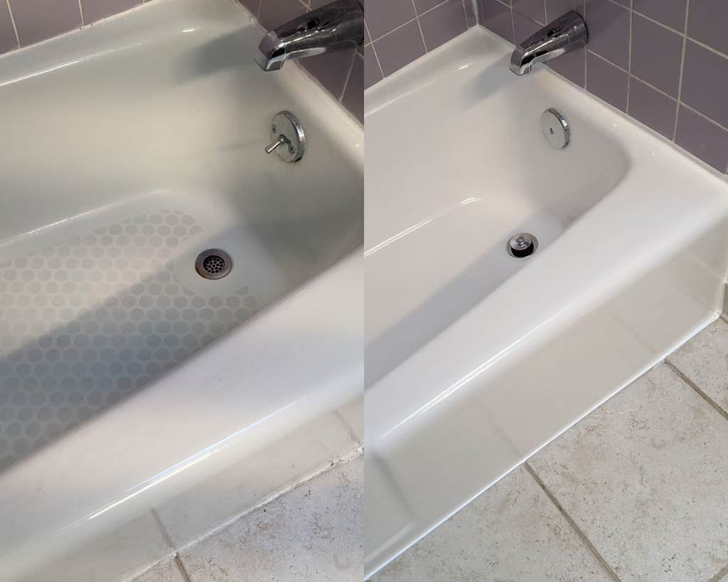 Freshly coated tub by Tub Coaters