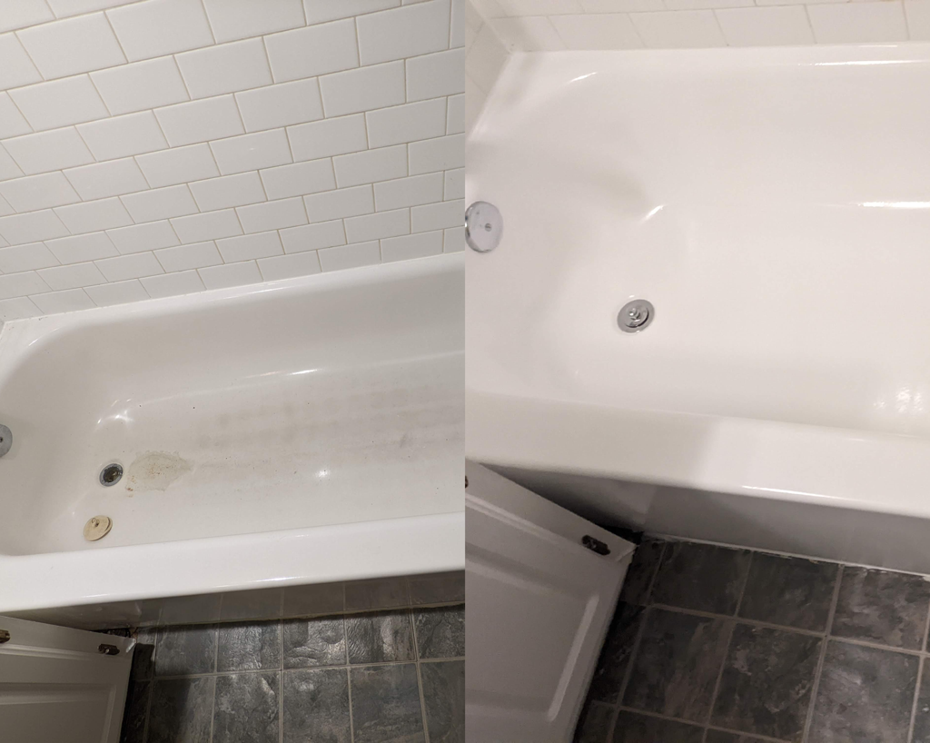 Freshly coated tub by Tub Coaters