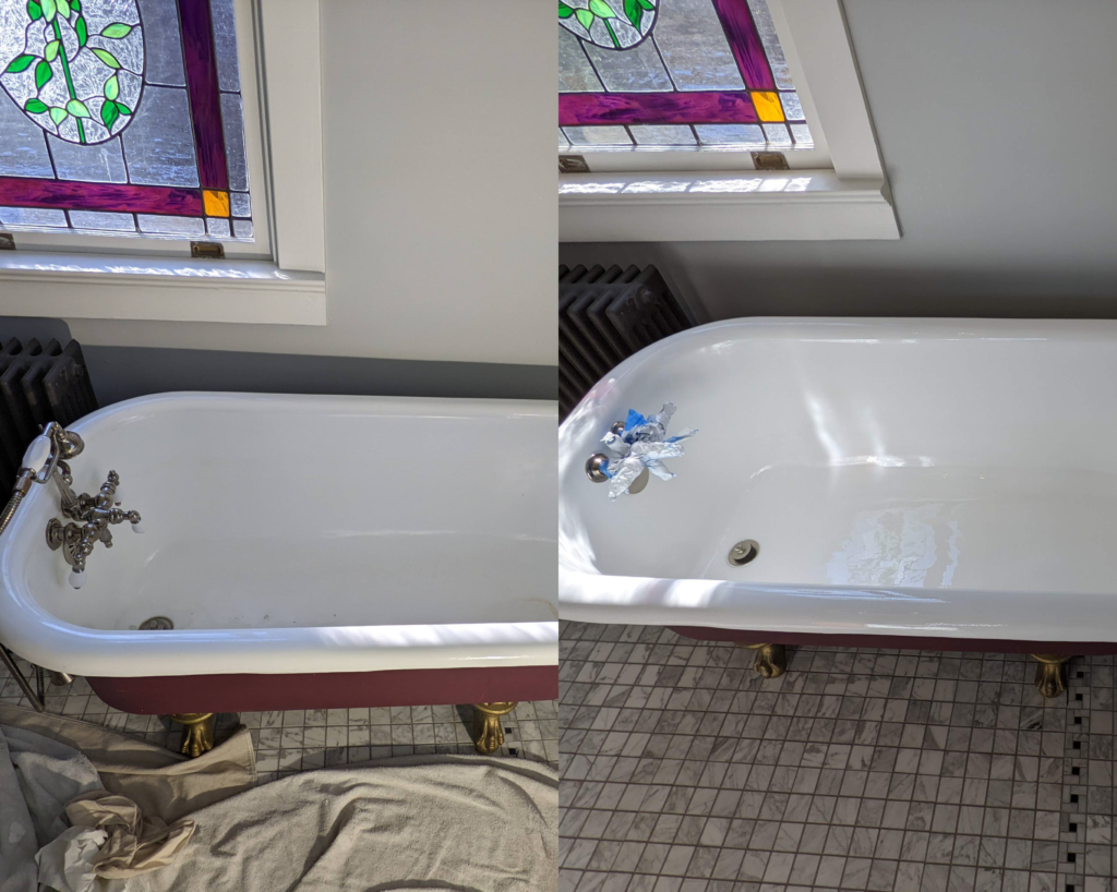 Freshly coated tub by Tub Coaters