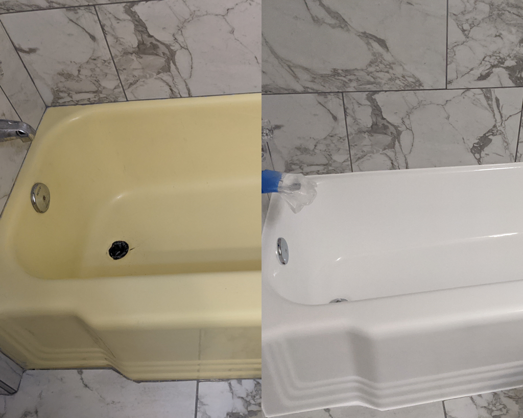 Freshly coated tub by Tub Coaters