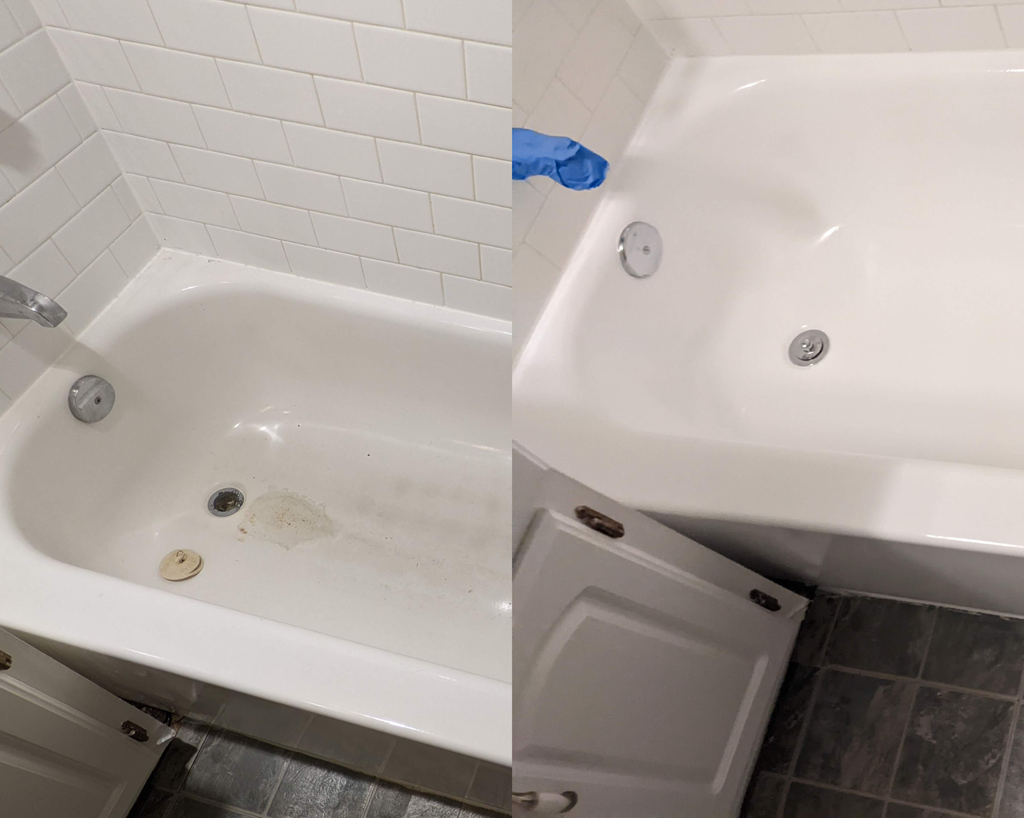 Freshly coated tub by Tub Coaters