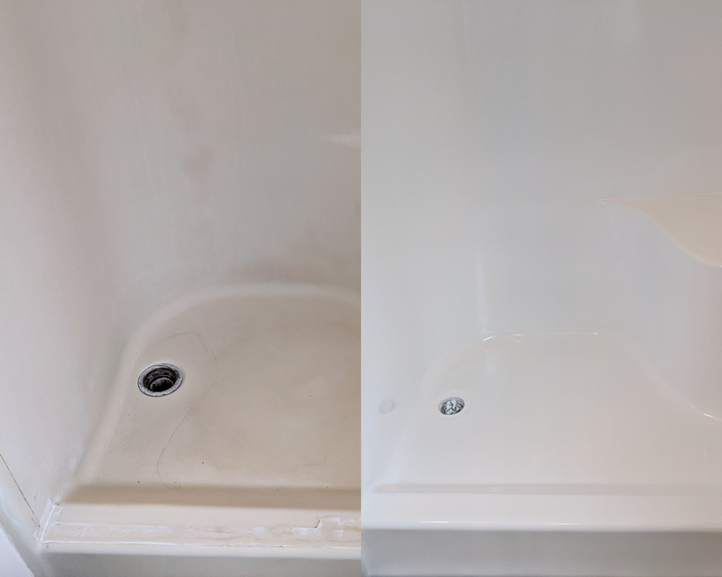 Freshly coated tub by Tub Coaters