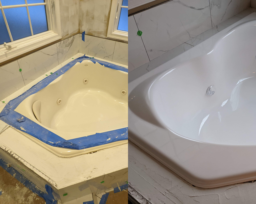 Freshly coated tub by Tub Coaters