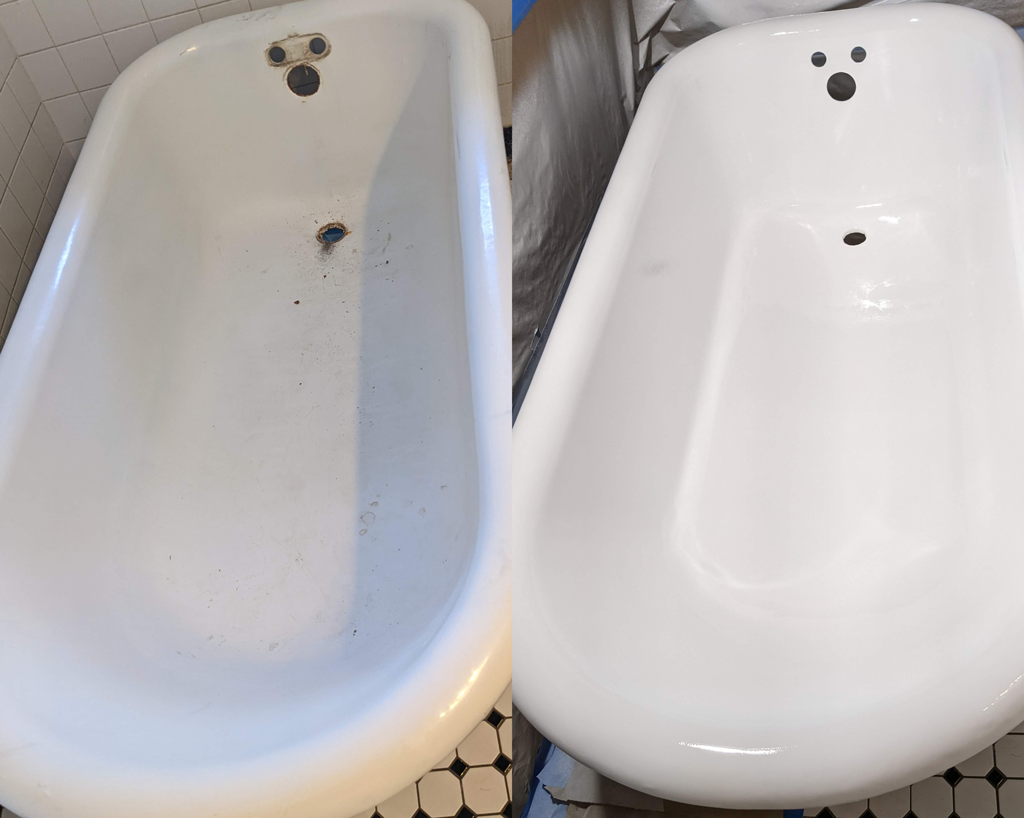 Freshly coated tub by Tub Coaters