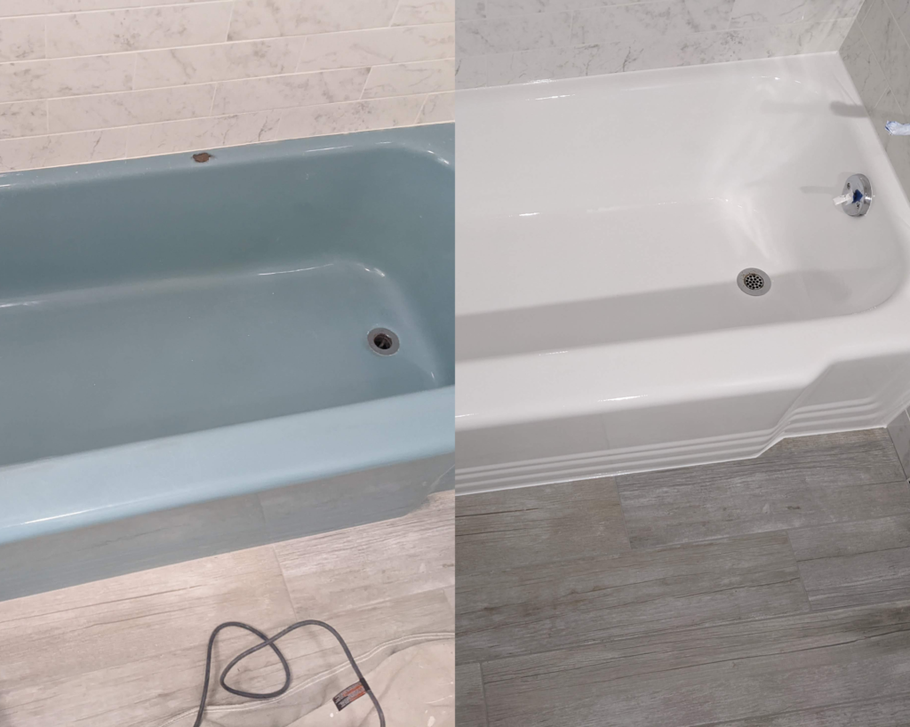 Freshly coated tub by Tub Coaters