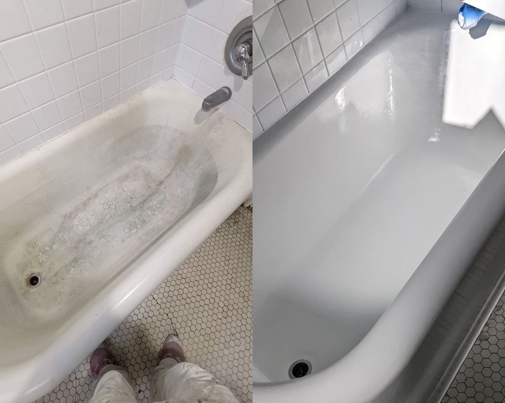 Freshly coated tub by Tub Coaters