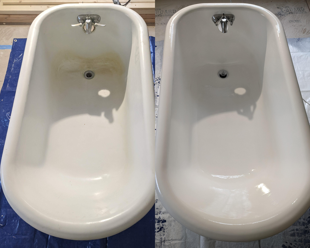 Freshly coated tub by Tub Coaters