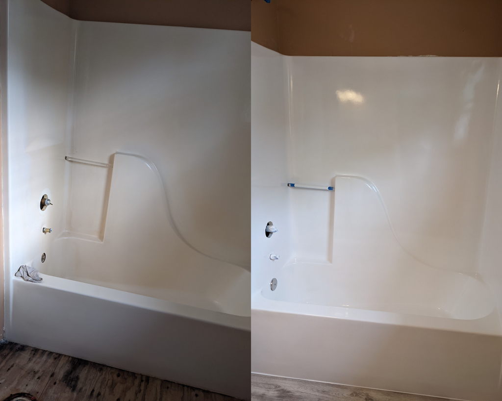 Freshly coated tub by Tub Coaters