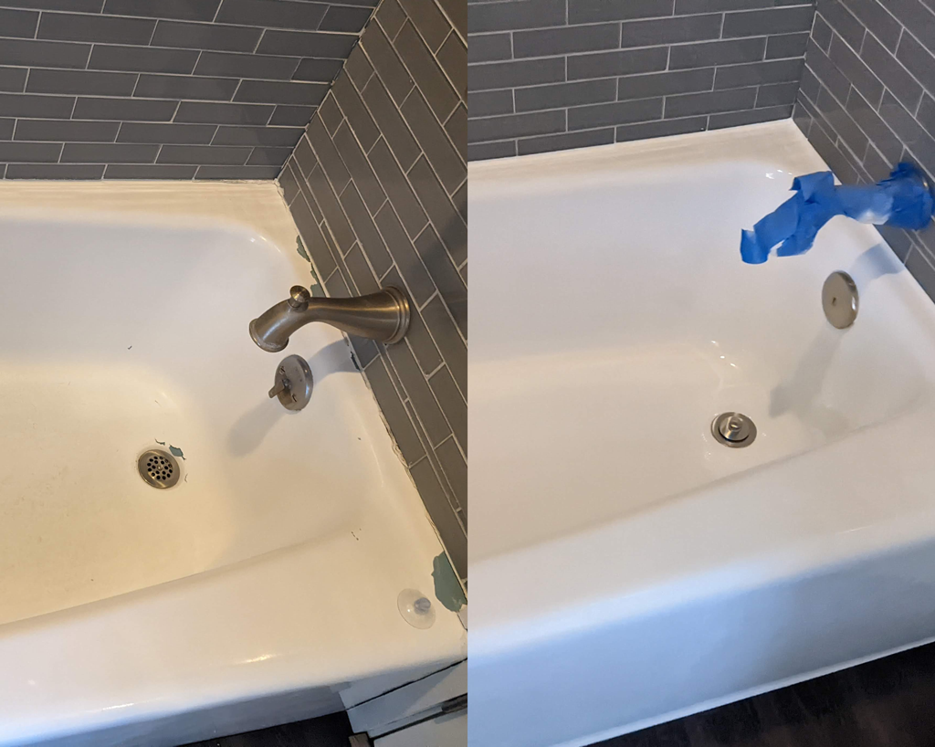 Freshly coated tub by Tub Coaters