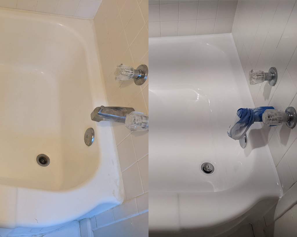 Freshly coated tub by Tub Coaters