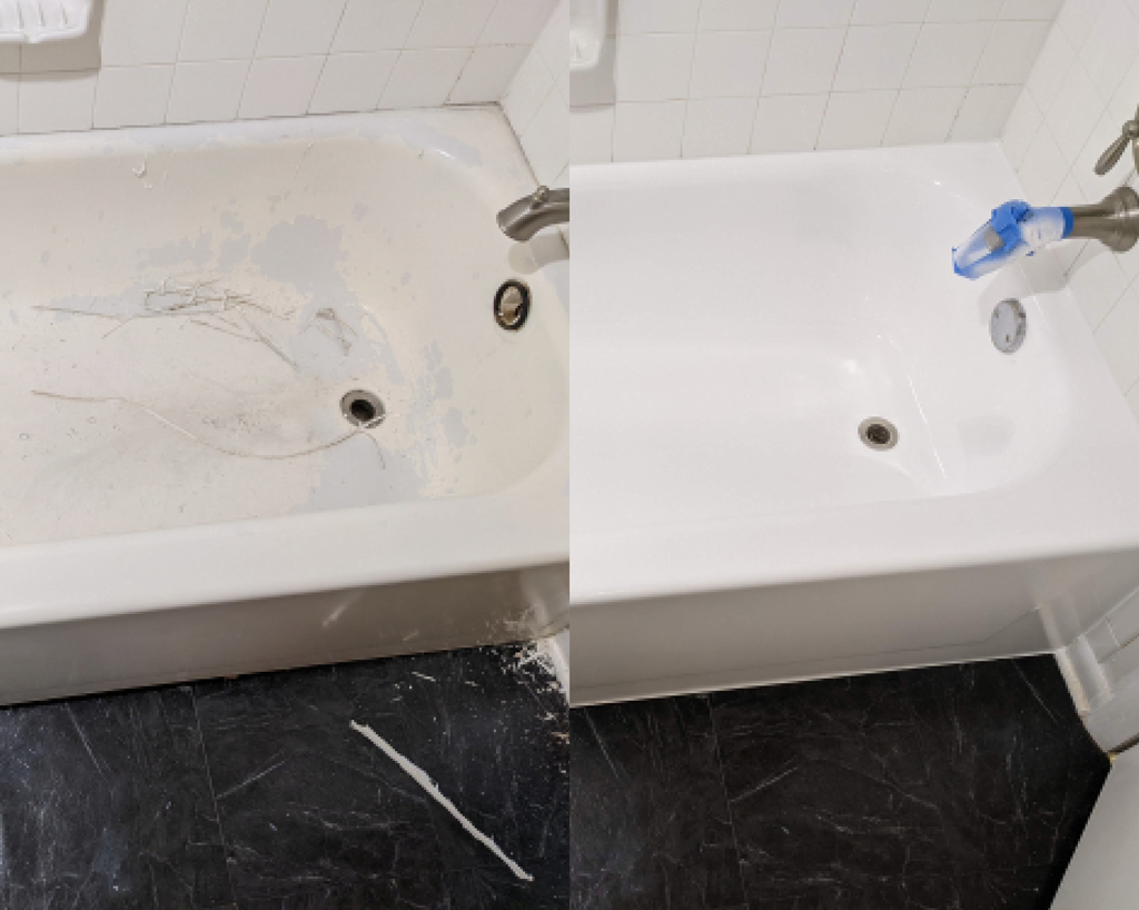 Freshly coated tub by Tub Coaters