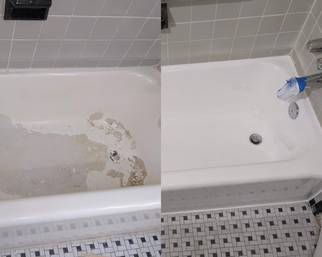 Freshly coated tub by Tub Coaters