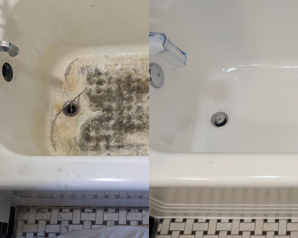 Freshly coated tub by Tub Coaters