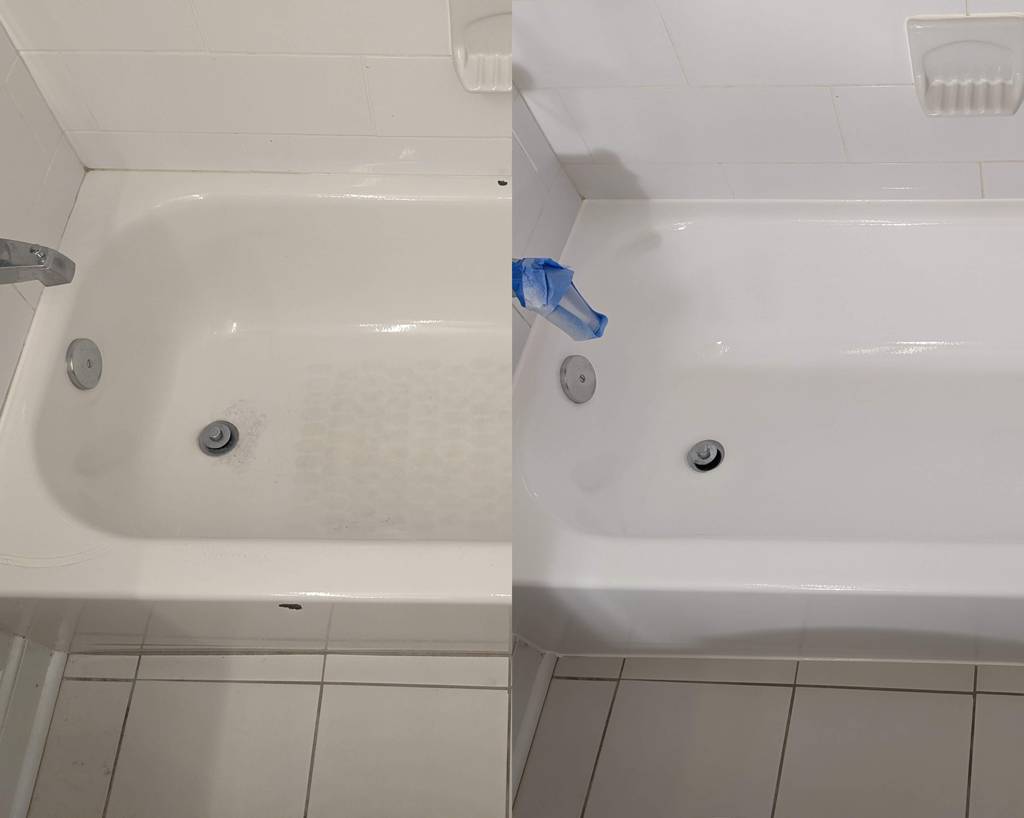 Freshly coated tub by Tub Coaters