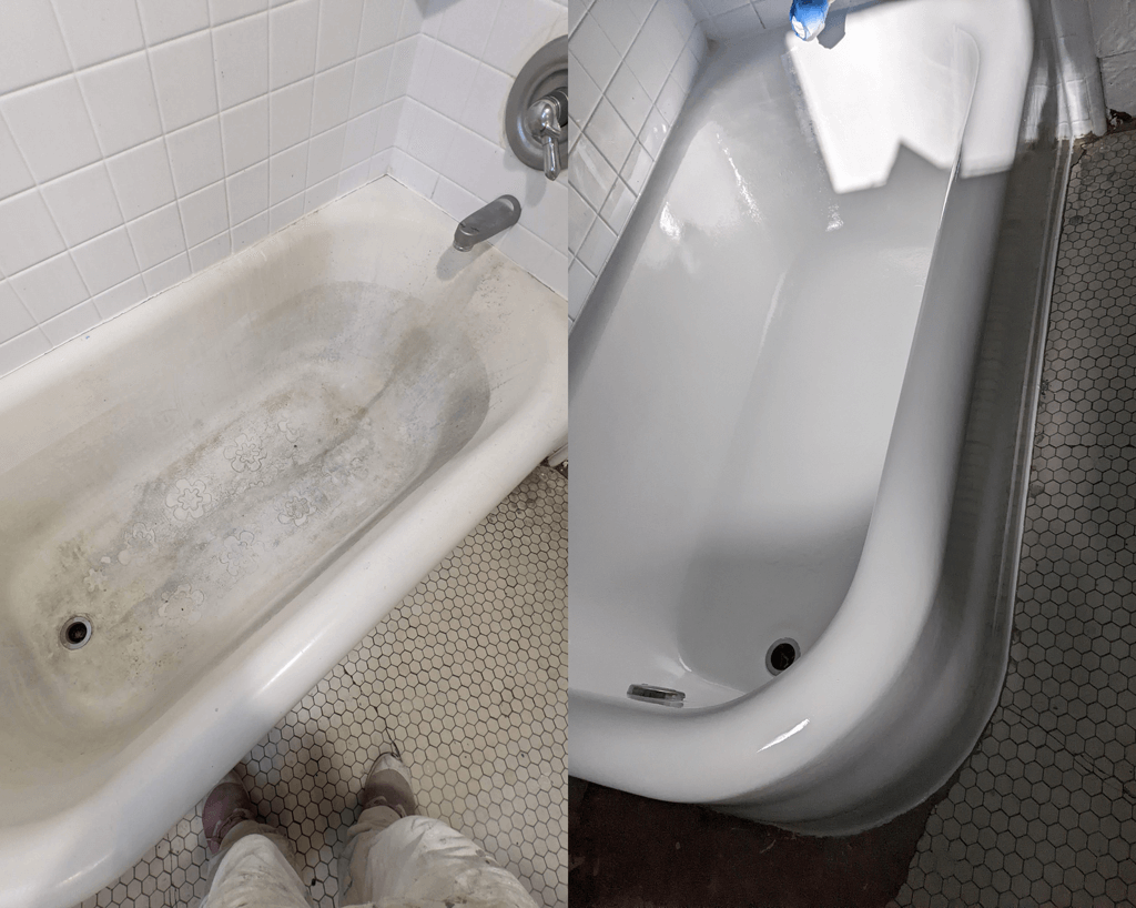 Freshly coated tub by Tub Coaters