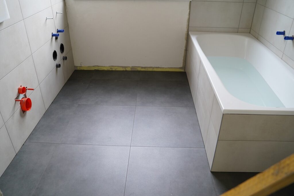 Professional slip-resistant bathroom ceramic floor tile refinishing in Baltimore Maryland home
